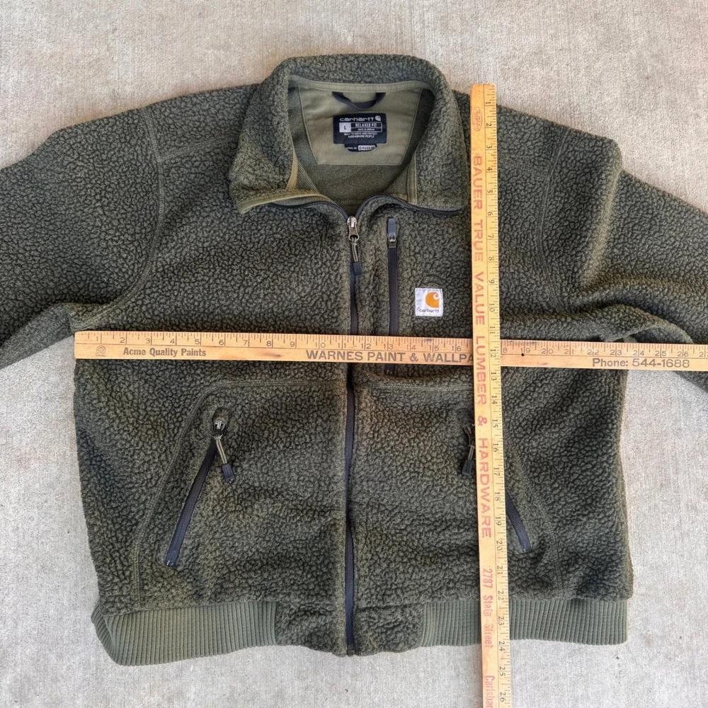 Carhartt Sherpa Fleece Jacket Olive Green OJ4588-M Large Deep Pile